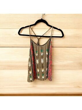 Single Los Angeles Tina Tank Olive Green Size S Sequined HD4829